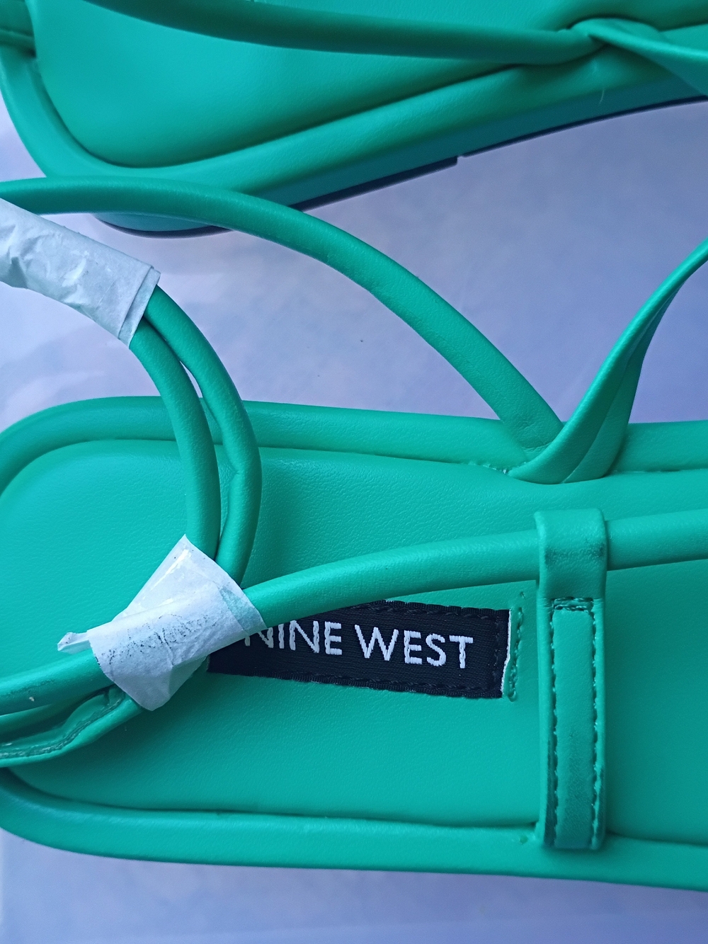 Nine West green Strappy Flat Sandals square toe - Picture 4 of 6